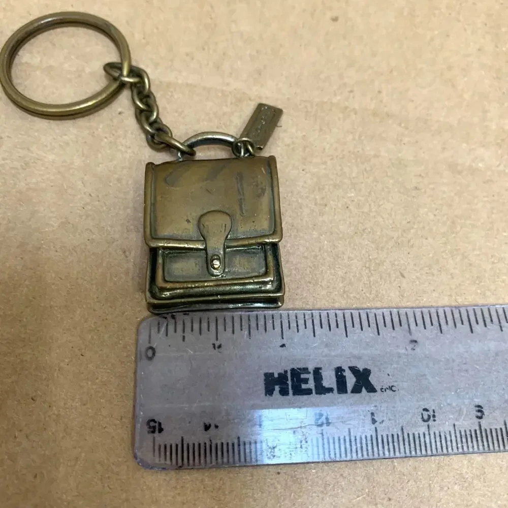 Authentic COACH Rare Vintage BRASS Bronze City Bag Key Ring Fob Charm FS170